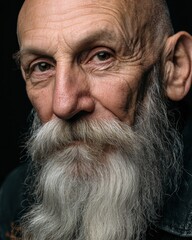 senior man with reflective calm eyes, authentic portrait