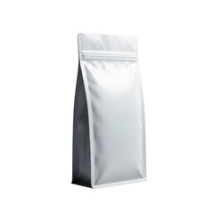 Standing silver foil pouch isolated on transparent background
