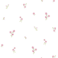Obraz premium Seamless Watercolor Floral Pattern with Delicate Spring Flowers and Green Leaves