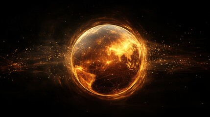 Abstract globe network connection concept on dark background