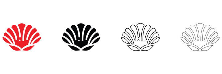 Obraz premium Seashell icon vector set, blue seashell symbol icon vector silhouette and line art