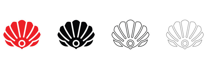 Obraz premium Seashell icon vector set, blue seashell symbol icon vector silhouette and line art