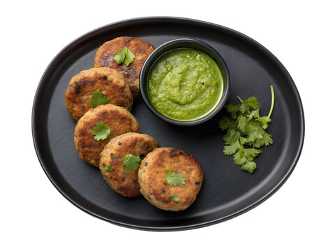Shami Kebab PNG Transparent Background - Muslim Cuisine Patties with Chutney
