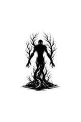 Fototapeta premium A minimalist digital illustration of a human figure made of tiny particles on a black background