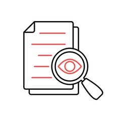 Icon a Transparency magnifying glass eye vision audit inspection, isolated against a clean background. © fan_studio