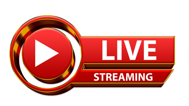 Live video streaming play button icon with clean modern design. Online media broadcast symbol isolated png with transparent background for web and app interface
