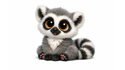 Fototapeta premium cute baby lemur with big eyes and fluffy tail