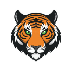 Obraz premium Tiger Mascot Logo Illustration Fierce Wild Big Cat Emblem Isolated on White Background