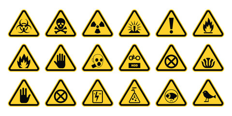 Hazardous material signs, globally harmonized system warning labels for chemical hazards, hazmat isolated placards designed for industrial safety, transport marking, compliance standards