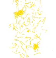 Naklejka premium Scattered grated yellow cheese isolated on white background, minimal food texture concept for cooking, recipes, advertising, packaging and menu design