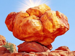 Single stone monolith pierced by meteorite light beam divine atmosphere mythological tone low angle hero shot ultra sharp, Realistic Photo