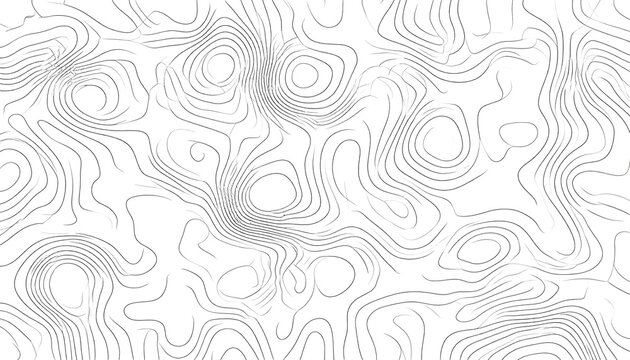 Abstract Topographic Map - White Contours on a Clean Background.