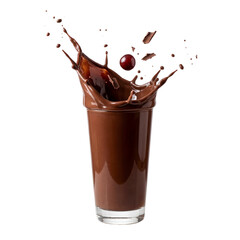 Chocolate milk splash in glass