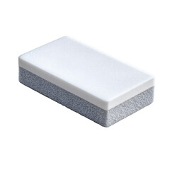 Mini desktop whiteboard eraser with felt underside visible and clean compact shape isolated on transparent background.
