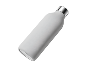 Reusable silicone bottle protective sleeve laid flat with subtle curves and matte texture isolated on transparent background.
