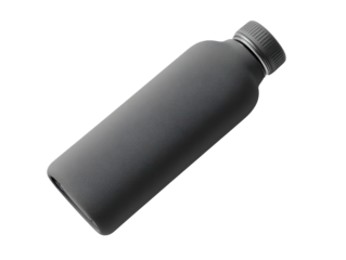 Reusable silicone bottle protective sleeve laid flat with subtle curves and matte texture isolated on transparent background.
