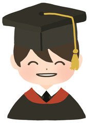 졸업하는 학사모를 쓴 학생 일러스트