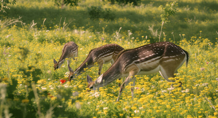 A group of axis deer