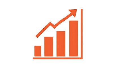 Orange Bar Graph with Upward Arrow Illustrating Business Growth.