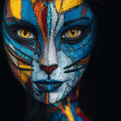 Obraz premium The cat-woman stitch face 