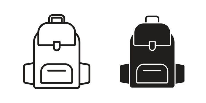 School bag icons symbol, logo illustration. Vector graphics set