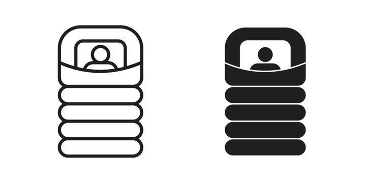 Sleeping bag icons symbol, logo illustration. Vector graphics set