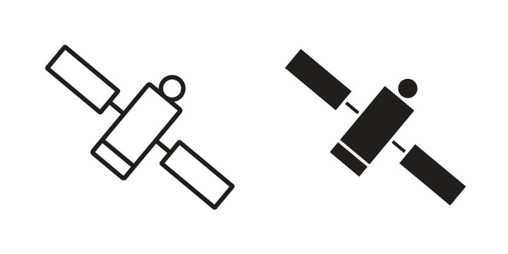 Space station icons symbol, logo illustration. Vector graphics set