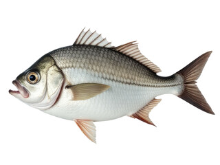 Fototapeta premium Close-up shot of a fish against a clean white background, great for illustrations and designs