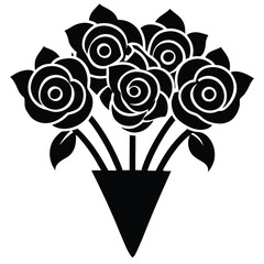 bouquet of roses vector icon