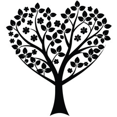 blooming heart tree vector icon