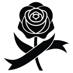 rose with ribbon vector icon