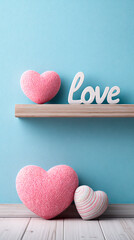 Background for a banner with hearts and the inscription "love", greeting card for Valentine's Day.