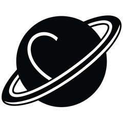 planet with heart ring vector icon