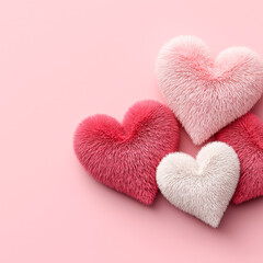 Delicate hearts on a soft pink background. A romantic symbol of love and tender feelings with space for text.