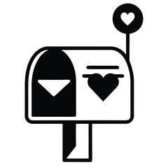 love letter mailbox vector icon