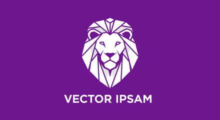 Geometric lion head on purple