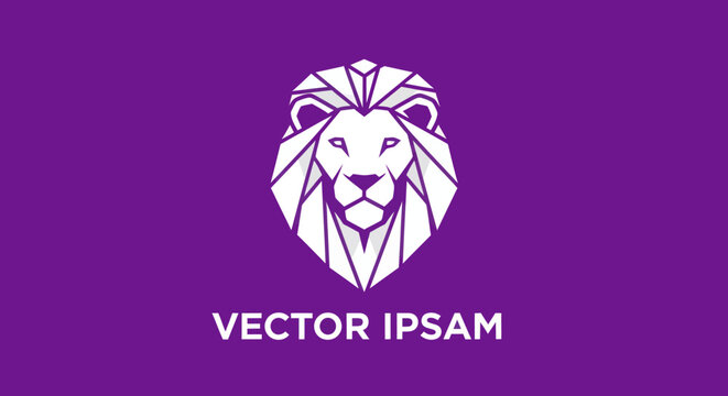 Geometric lion head on purple