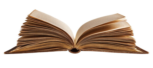 Open antique book, pages fanned wide