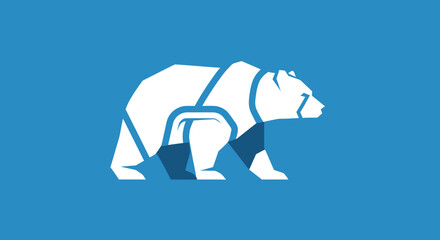 Stylized white bear on blue © MHM99