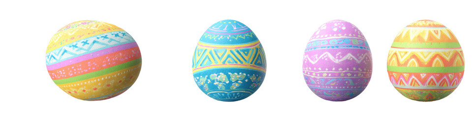 Fototapeta premium Four colorful Easter eggs with decorative patterns