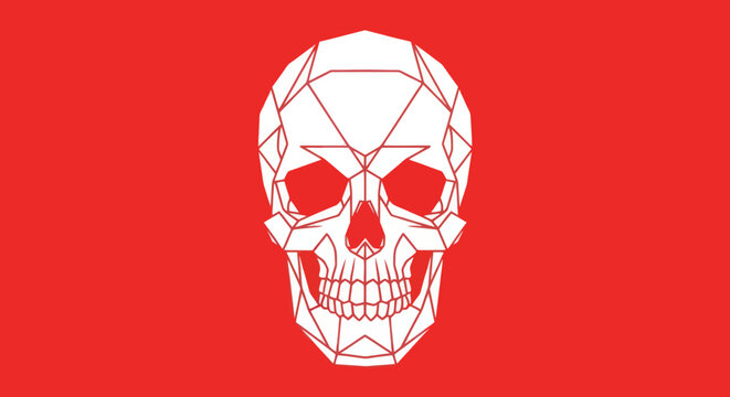 Geometric skull, red background