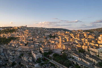 Aerial Dusk to Night View of Modica Old Town, Sicily