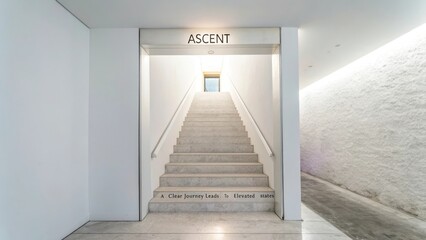 Obraz premium A minimalist stairway leading upward towards a bright opening, symbolizing ascent and progress