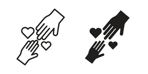 Obraz premium Philanthropy icons in black glyph and liner versions for design.