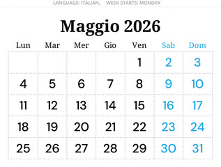 2026 May Italian calendar planner &ndash; Maggio. Month vector illustration Italy