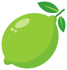 Fresh Green Lime Fruit with Leaves in Simplified Vector Illustration Style Featuring Citrus Flavor for Recipe Icons