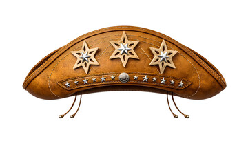 Decorative cowboy hat band with stars isolated on transparent background
