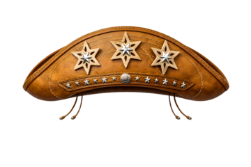 Decorative cowboy hat band with stars isolated on transparent background