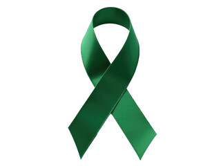 A simple and clean design featuring a green ribbon against a white background