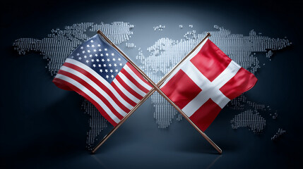 Flags of denmark and the usa unite in global context celebrating cultural ties between greenland and america